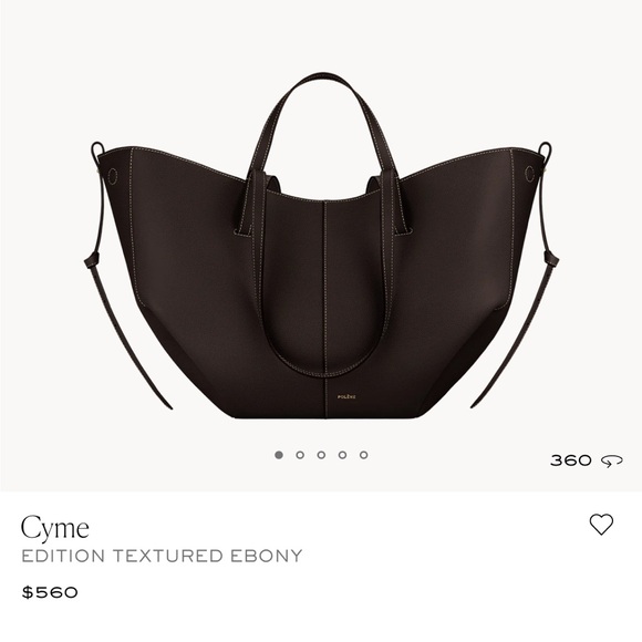 Poléne Ebony Structured Tote with White Stitching - Picture 2 of 4